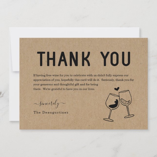 Funky Free Wine Carte de remerciements (Devant)
