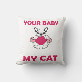 Funky French Bulldog & Cat Coussin
