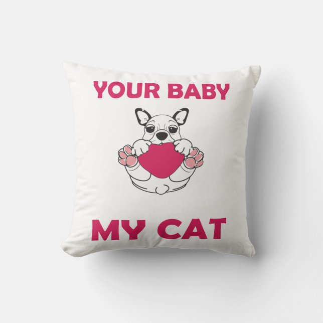 Funky French Bulldog & Cat Coussin (Recto)