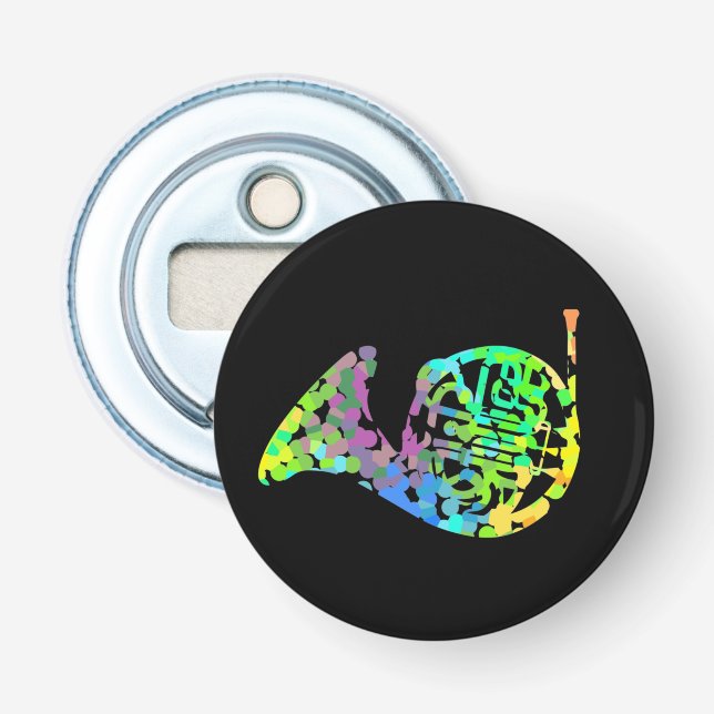 Funky French Horn T-Shirt Throw Pillow Magnet Keyc Bottle Opener (Front)