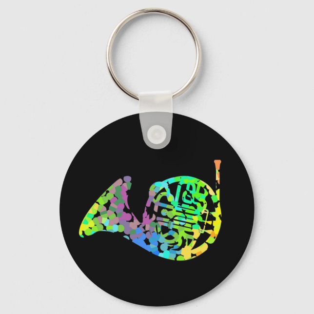 Funky French Horn T-Shirt Throw Pillow Magnet Keychain (Front)