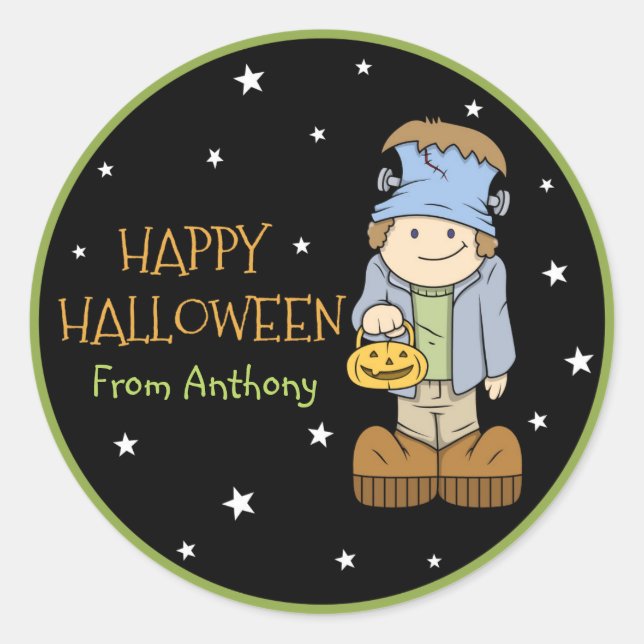 Funky Friends Frankenstein Halloween Sticker (Front)