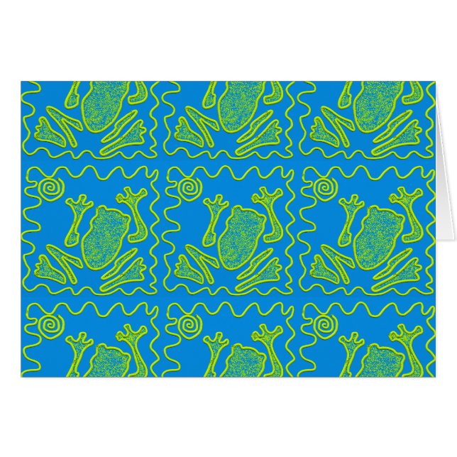 Funky Frog Blue Green Toad Kids Doodle Art (Front Horizontal)