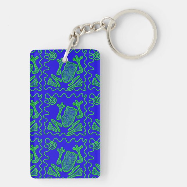 Funky Frog Colourful Toad Kids Doodle Art Gifts Keychain (Back)