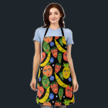 Funky Fruits & Veggies Unique Healthy Chef  Apron<br><div class="desc">This hand made pattern makes an awesome apron. Change the background colour or add texts. Check out my shop for more or let me know if you'd like something custom!</div>