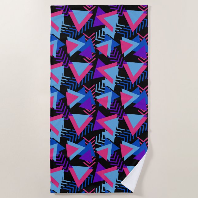 Funky Fun 80's 90's Geometric Pattern Beach Towel (Front)