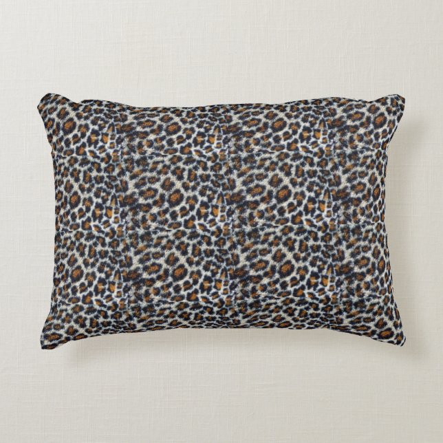 funky fun fluffy leopard print pattern original accent pillow (Front)