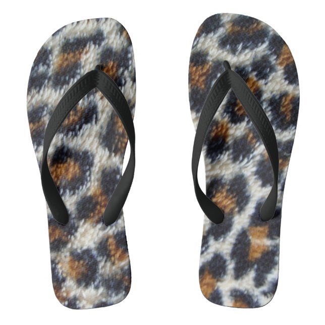 funky fun fluffy leopard print pattern original flip flops (Footbed)