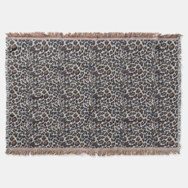 funky fun fluffy leopard print pattern original throw blanket (Front)