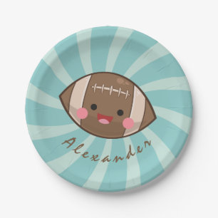 Funky Fun Football Kawaii Personalized Kids Party Paper Plate