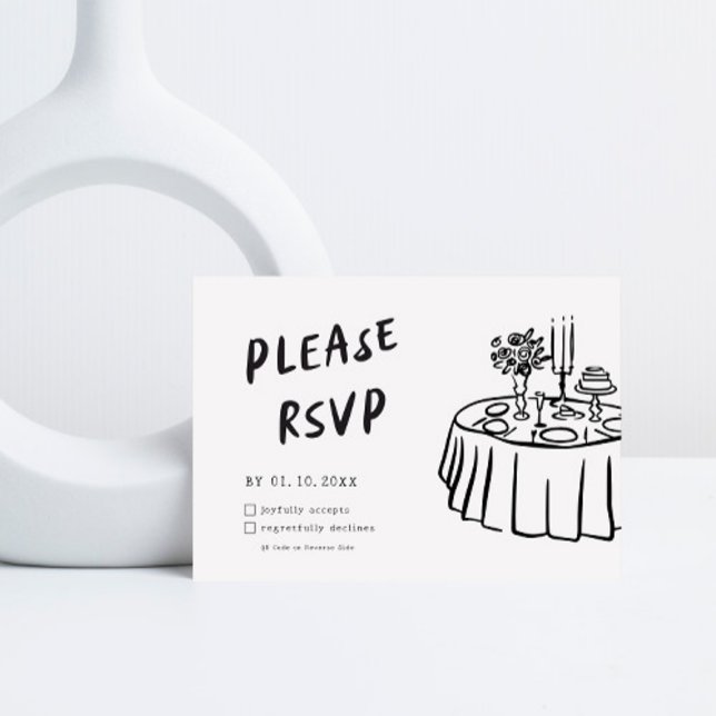 Funky Fun Modern Retro QR Code Wedding RSVP Card (Creator Uploaded)