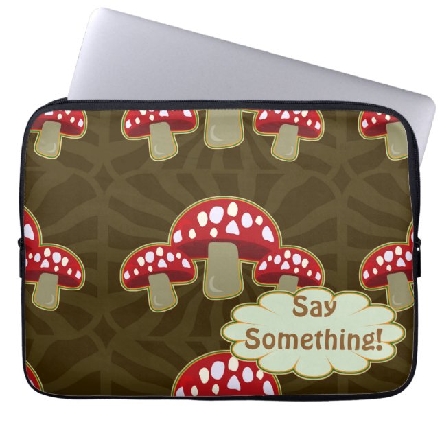 Funky Fungi Mushroom Pattern Laptop Sleeve (Front)