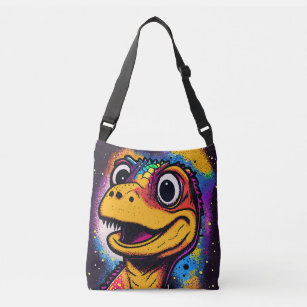 Funky Funny Dinosaur Closeup Colourful Dotted Crossbody Bag