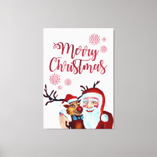 Funky Funny Hilarious Santa and Rudolf  Reindeer Canvas Print