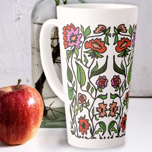Funky Garden Flowers Illustrated  Latte Mug