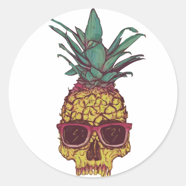 Funky Geek Cool Pineapple Punk Classic Round Sticker (Front)