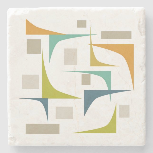 Funky Geometric Corners Mid Century Modern Stone Coaster (Front)
