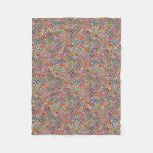 Funky Geometric Granny Style Squares Fleece Blanket