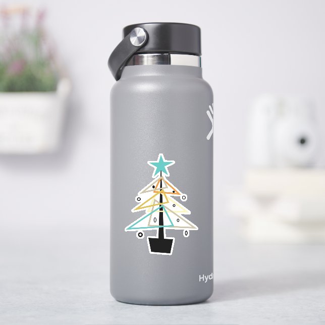 Funky Geometric Mid Century Retro Christmas Tree (HydroFlask)