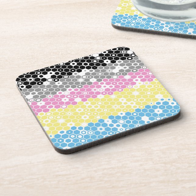 Funky Geometric Mod Abstract Polygender Pride Flag Coaster (Left Side)