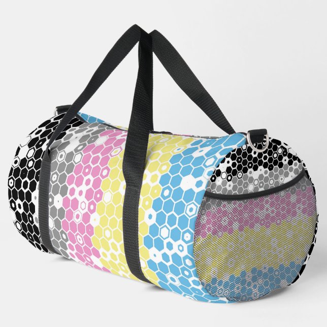Funky Geometric Mod Abstract Polygender Pride Flag Duffle Bag (Right Corner)