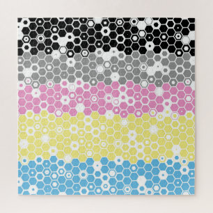 Funky Geometric Mod Abstract Polygender Pride Flag Jigsaw Puzzle