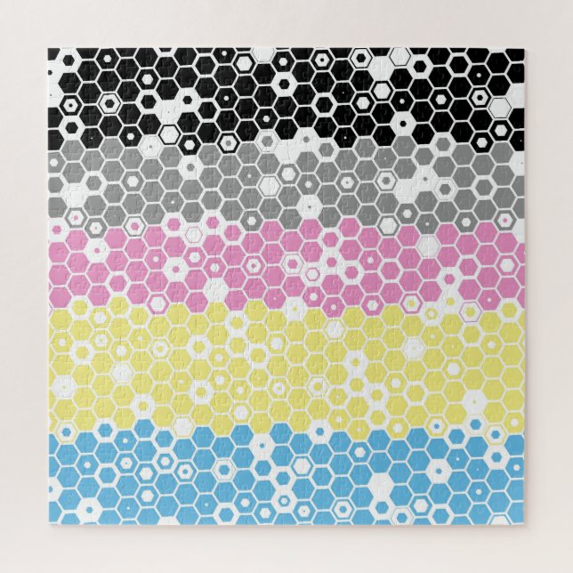 Funky Geometric Mod Abstract Polygender Pride Flag Jigsaw Puzzle (Vertical)