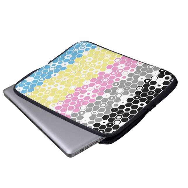 Funky Geometric Mod Abstract Polygender Pride Flag Laptop Sleeve (Front Bottom)