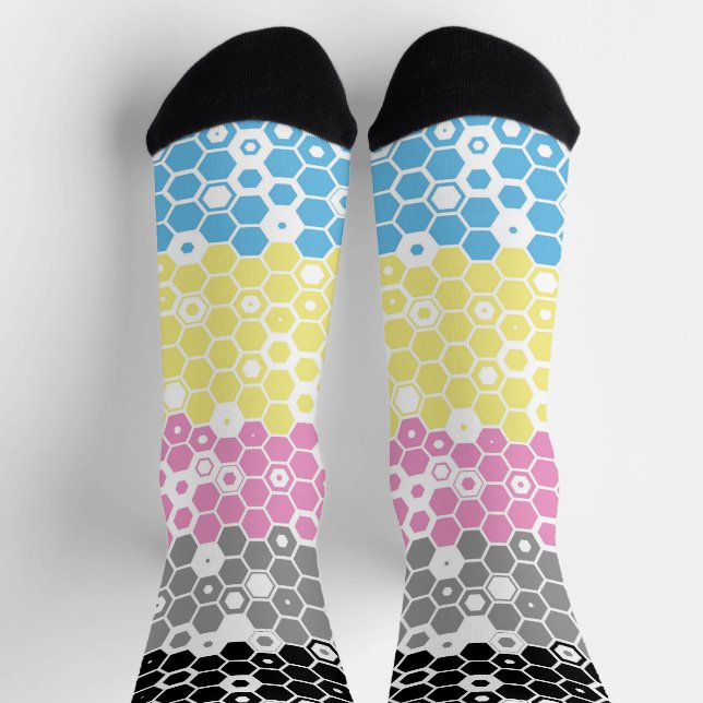 Funky Geometric Mod Abstract Polygender Pride Flag Socks (Top)