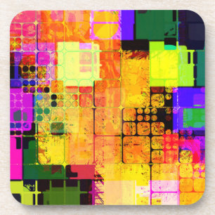 Funky Geometric Multicolored Design Coaster