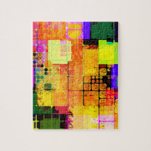 Funky Geometric Multicolored Design Jigsaw Puzzle