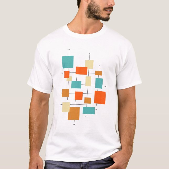 Funky Geometric Squares Mid  Century Retro T-Shirt (Front)