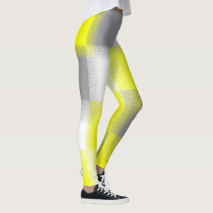 Funky Geometry Abstract Art Yellow Grey White Leggings