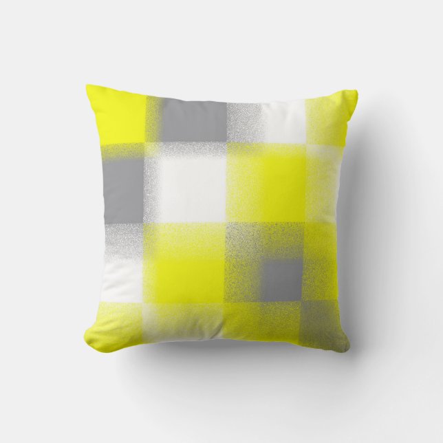 Funky Geometry Abstract Art Yellow Grey White Throw Pillow (Front)