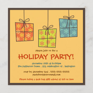 Funky Gifts Retro Holiday Grab Bag Party Invitation