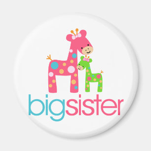 Funky Giraffe Big Sister Tshirt Magnet