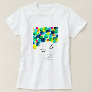 Funky girl cool hair watercolor T-Shirt