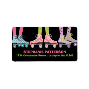 Funky Girls Roller Skating Address Labels