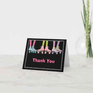 Funky Girls Roller Skating Thank You Notecard