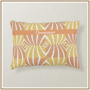 Funky Gold and White Pattern  Accent Pillow
