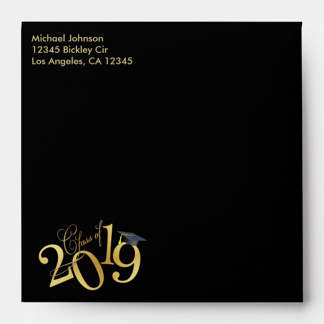 Funky Gold Class of 2019 Graduation Envelope (Front)