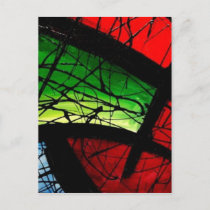 Funky Green Abstract Square Painting Postcard