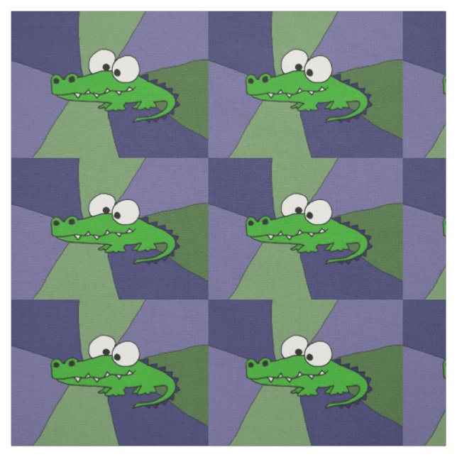 Funky Green Alligator Abstract Art Fabric (Swatch)