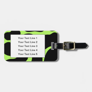 Funky Green and Black Cow Pattern. Luggage Tag