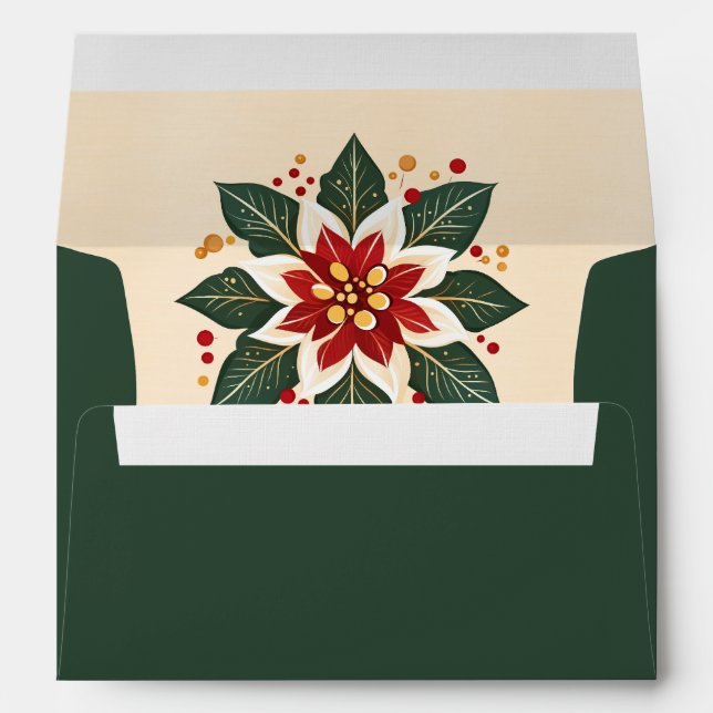 Funky Green and Orange Poinsettia Envelope (Back (Bottom))