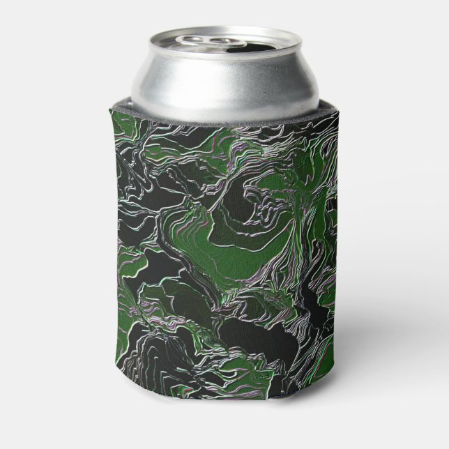 Funky Green  Army Camo Can Cooler (Can Back)