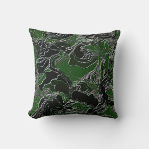 Funky Green Army Camo Throw Pillow