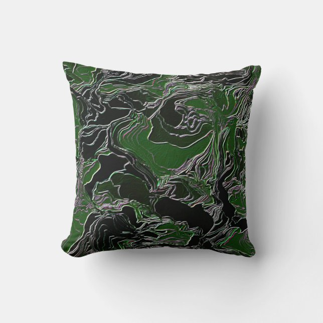Funky Green  Army Camo Throw Pillow (Front)