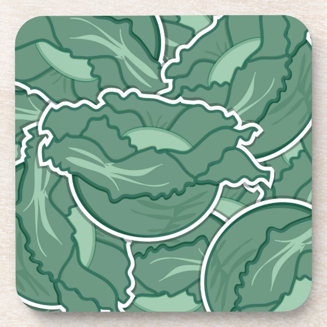 Funky green cabbage coaster (Front)