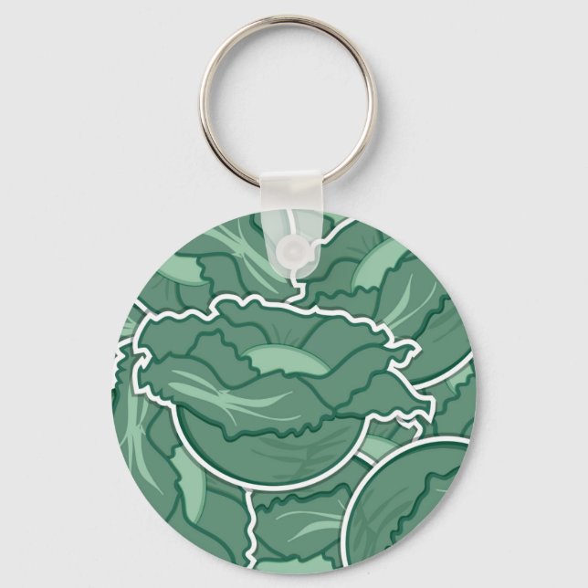 Funky green cabbage keychain (Front)